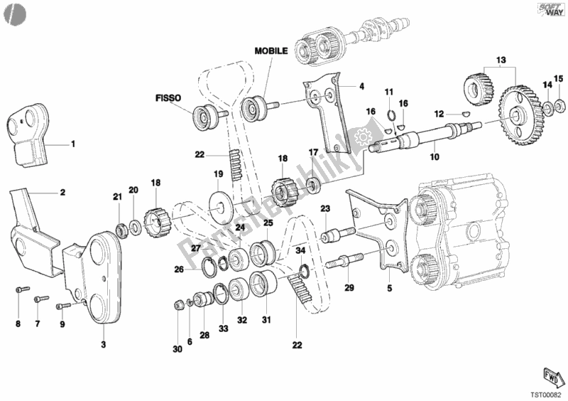 Toutes les pièces pour le Courroie De Distribution du Ducati Sport ST4 S ABS USA 996 2005